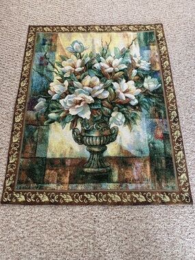 Sweet Magnolias Tapestry Flowers Bouquet  In Vase Wall  hanging Lena Liu